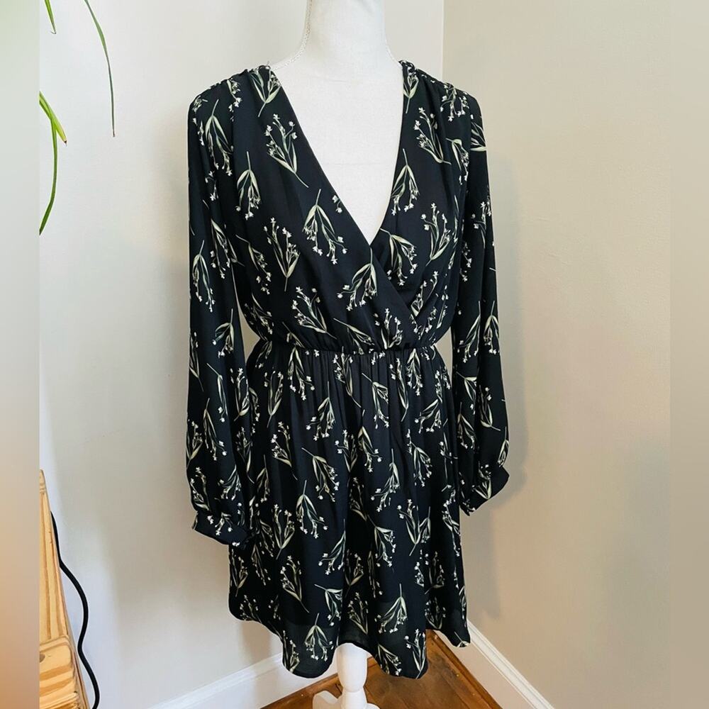 Lush Faux Wrap Fully Lined Printed Dress